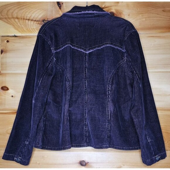 BANDOLINO BLU Plum WOMENS SIZE 0X CORDUROY FRINGE EDGE JACKET Light Button Coat - Picture 11 of 14
